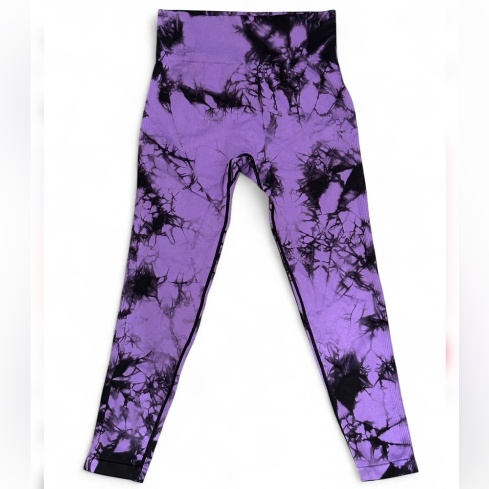 Vibrant Purple Tie-Dye High Waist Leggings